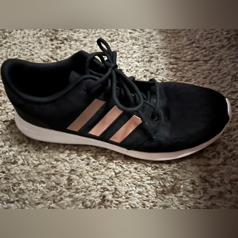 Woman’s Adidas shoes, black with rose gold, size 9.5